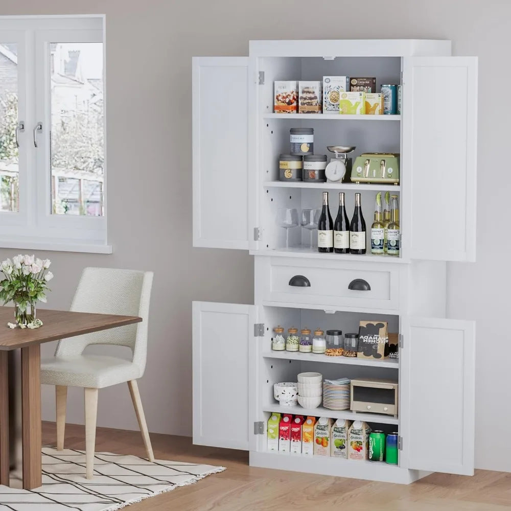 Kitchen Cabinet, Drawer and 4 Adjustable Shelves, Freestanding Pantry Cupboard Cabinet, Kitchen Pantry Cabinet