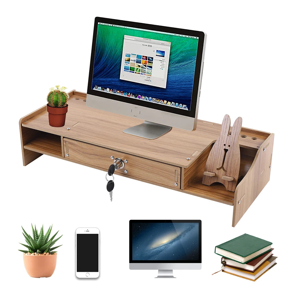 Monitor Stand Desktop Organizer with Storage Drawer