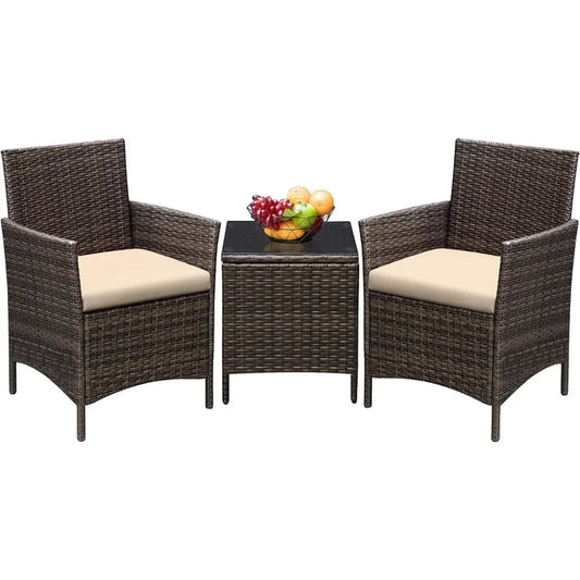 3-Pieces Rattan Patio Furniture Set