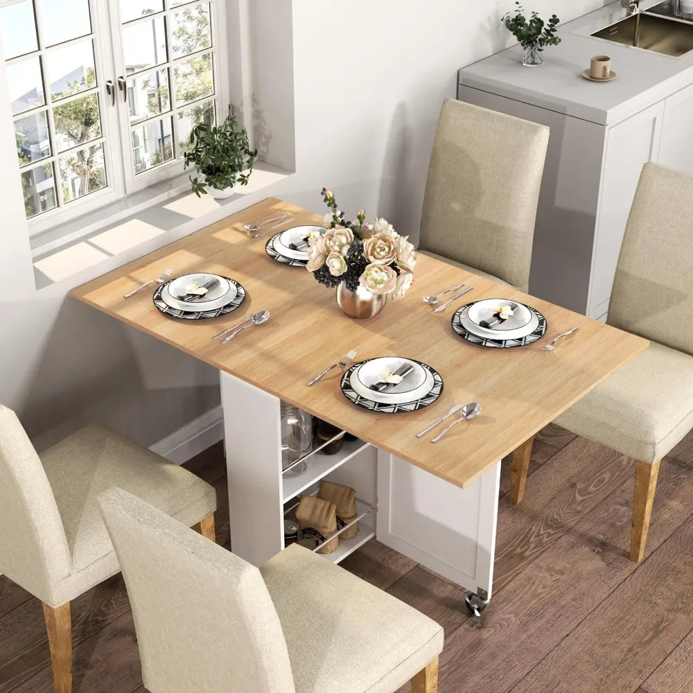 Space Saving Folding Dining Table with Storage