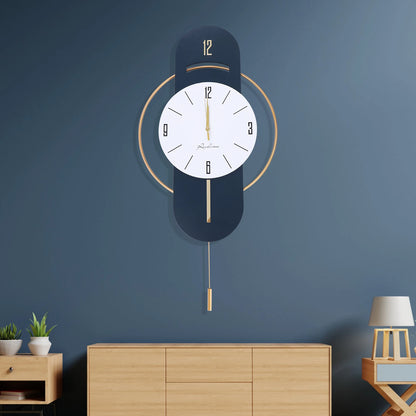 Modern Wood Metal Wall Clock Battery Operated