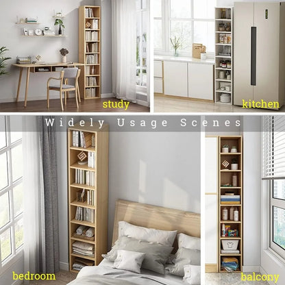 71" Freestanding Narrow Bookcase