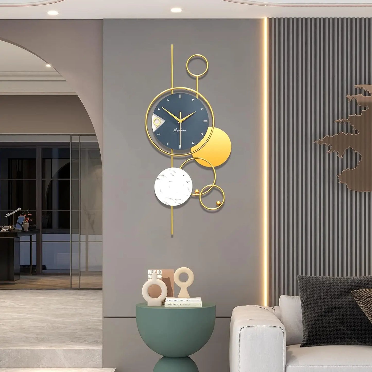 Unique Modern Gold Metal Wall Clock