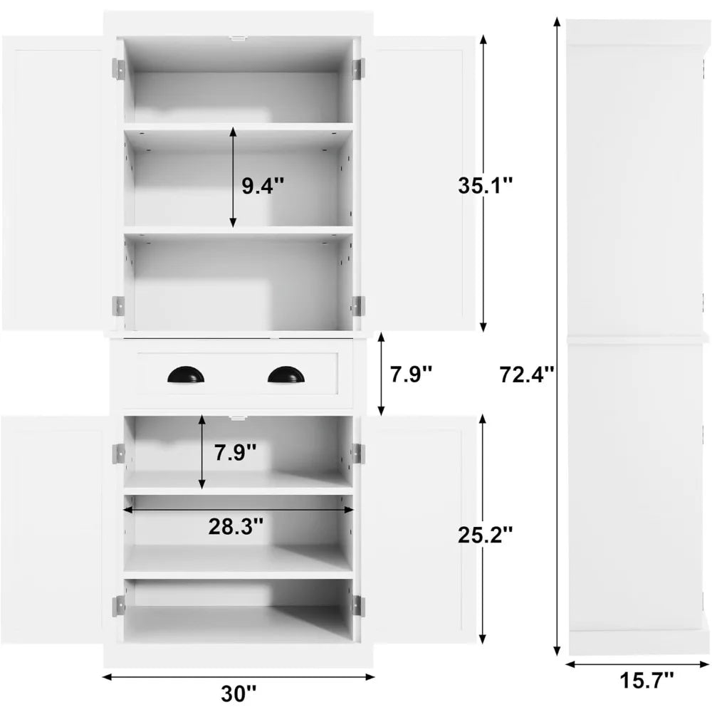 Kitchen Cabinet, Drawer and 4 Adjustable Shelves, Freestanding Pantry Cupboard Cabinet, Kitchen  Pantry  Cabinet