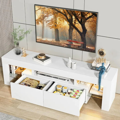 Modern Media TV Stand with LED Lights