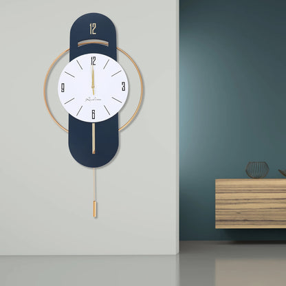 Modern Wood Metal Wall Clock Battery Operated