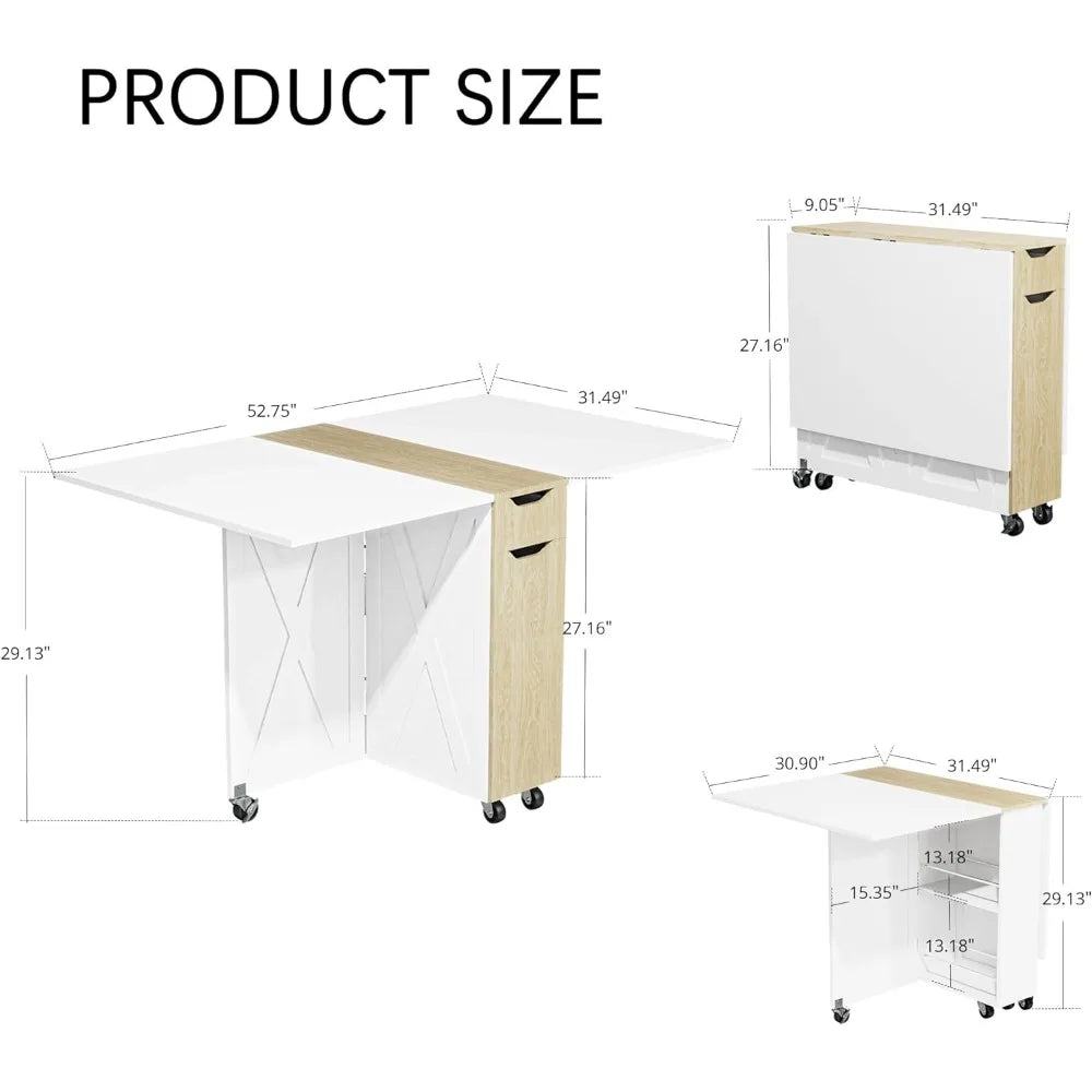 Space Saving Folding Dining Table with Storage