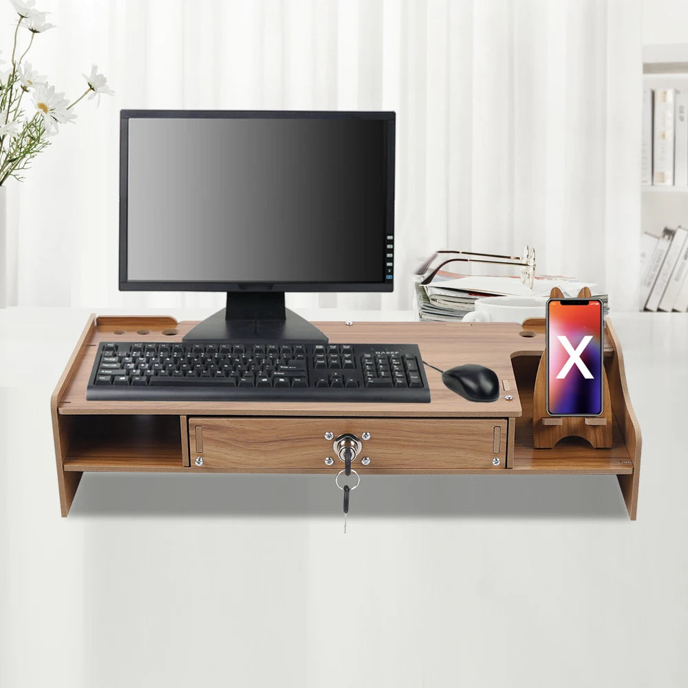 Monitor Stand Desktop Organizer with Storage Drawer