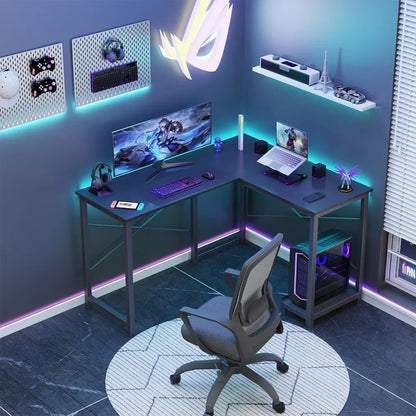 L-Shape Corner Computer/Gaming Desk with Side Storage