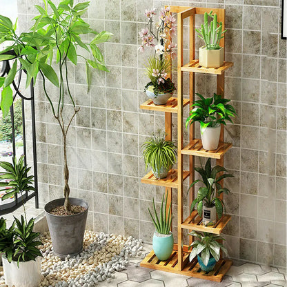 6/7 Pot Vertical Bamboo Plant Stand