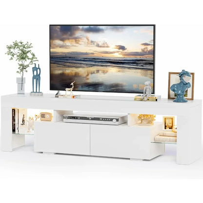 Modern Media TV Stand with LED Lights