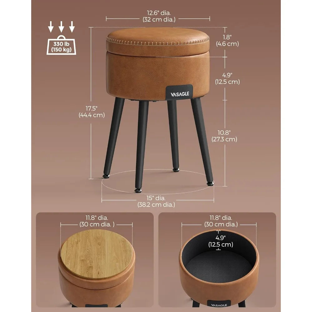 Mid-Century Modern, Round Storage Stool & Ottoman