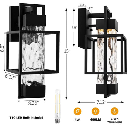 15" Exterior Wall Sconce Solar Lights, 2-Pack